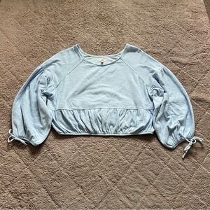 Aerie Endless Summer Coquette Balloon‎ Sleeve Cropped Sweatshirt Women's Size M